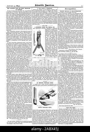 Neue Eisenbahn über die Rocky Mountains in Colorado. Eine neue Gesellschaft der Ingenieure. Ein HOSENTRÄGER TASCHE FÜR STIFTE ETC. eingefrorene Wasserleitungen. -1 4 0 EINE VERBESSERTE GEMÜSEMESSER. FOOTE'S GEMÜSE MESSER. eorreeponbence. Der oersted Entdeckung der Elektr Magnetismus. Kleine Bohrung Kugeln. Instrument in einem großen Messen., Scientific American, 1889-01-05 Stockfoto