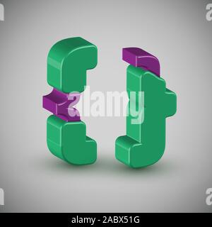 3D-farbenfrohen Charakter aus einem Schriftsatz, Vektor Stock Vektor