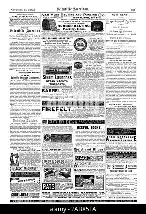 Jetzt bereit. HENRY CAREY BAIRD & Co. Industrielle Verleger. Buchhändler und Importeure SI 0 Walnut St. Philadelphia Pa US A. xperinierital ciepce 740 Seiten. 680 Abbildungen. in der Lage, t 361 Broadway New York. Scientific American Supplement. und wertvolle Informationen in keiner anderen Kneipe Publikation. MUNN & Co Verlage 361 Broadway New York. Seltene Gelegenheit für Einzelpersonen oder Unternehmen. Architektonische Eisengießerei Samuel J. CRESWELL Wert neben der bisherigen Beruf. Steam startet STEAM YACHTEN TUC BOOTE. BARREL VOLNEY W. Mason & Co der Vorsehung. R.I. KUNSTSEIDE Stockfoto