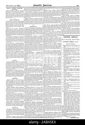 Engineering. Railway Appliances. Elektrische. Mechanische Landwirtschaftliche. Verschiedenes. NOVEMBER ANZAHL (Nr. 49.), Scientific American, 1889-11-30 Stockfoto