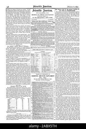 TEC'S WORLD FAIR 1892 - durch Chicago begünstigt das REPRÄSENTANTENHAUS. Neues System der Butter zeigt in Dänemark. MEV 1'A. 131181-1 E) 1845. Nr. 361 BROADWAY NEW YORK. 0. D. MUNN. A. E. STRAND. Begriffe Folie die SCIENTVFIC AMERIKANISCHEN. Die 'rue Scientific American Supplement Gebäude Edition. Spanische Ausgabe des Scientific American. Inhalt. SCIENTIFIC AMERICAN SUPPLEMENT, 1890-03-08 Stockfoto