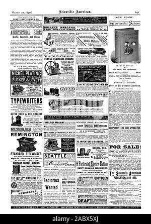 Schreibmaschinen HENRY CAREY BAIRD & Co. Industrielle Verleger Buchhändler und Importeure nützlich, Schön und billig. Vernickelt & Polieren Materialien. ZUCKER & LEVETT CHEMISCHE Cc? Neue YORKU.S.A: NICKELANODEN NICKELSALZE ZUSAMMENSETZUNG PLATINC OUTFITS. GATES ROCK & ERZ LEISTUNGSSCHALTER TORE IRON WORKS REM ICH NCTON STANDARD Schreibmaschine. Gold Medal-Paris Ausstellung 1889. Wyckoff Seamans & Benedikt 327 BROADWAY NEW YORK. CHICAGO NICKEL arbeitet. Sohn des Patents Fußstütze und andere MetalSpecialties. 2. MASCHINEN neuer Schlag-PIPE Penberthy Automatische Einspritzdüse. 'Einzigartige' SCHRAUBE SCHRAUBE TREIBER "VAN MIT TZEN CAS & CASO Stockfoto