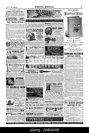 Industrielle Verleger Buchhändler und Importeure. Bücher. Nützlich, Schön und billig. MUNN & Co Verlage 361 Broadway New York. Blitz gut sinkende Aluminium - BESCHREIBUNG DER ÖL GUT SUPPLY CO. LTD. itOI-PA 1417 171 T 3 M11 9 ZU BUSINESS MEN 361 Broadway. New York. Barrel Fass Hogshead STAATSAPPARAT. Über 50 Sorten manu BUFFAL gefertigt durch NEW YORK, PITTSBURG lEAS. N investieren Truss Hoop fahren. 7 Perfekte 42 CAS 86 CASOLINE MOTOR STEVENS PATENT FEDER IM BREMSSÄTTEL J. STEV NS-Arme & Tool Co. zuverlässig und wirtschaftlich. Voll gerechtfertigt Van Diemen verbesserte itTnAgC. H. lic A. A. SMITH Stockfoto