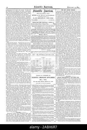 ESTA. 13 SI-41 1845. Veröffentlicht wöchentlich an Nr. 361 BROADWAY NEW YORK. 0. D. MUNN. A. E. STRAND. Bedingungen für den Scientific American. Der Scientific American Supplement Spanische Ausgabe des Scientific American. Inhalt SCIENTIFIC AMERICAN SUPPLEMENT DER NEUE CRUISER NEWARK. Offizielle VERKÜNDIGUNG DER GROSSEN MESSE., 1891-01-03 Stockfoto