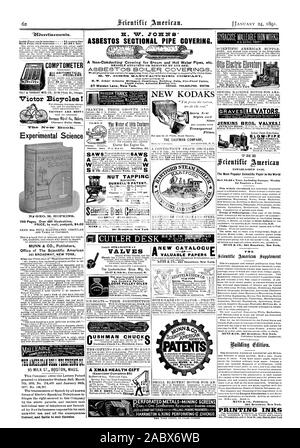 Asbest schnitt Leitung abdecken. Vor kurzem veröffentlicht. 361 Broadway. New York NEW KODAKS DIE EASTMAN COMPANY CUTLER SCHREIBTISCH Cuslanutn Chuck Co Hartford Anschl. (Prüfverfahren abgeschlossen 5 $) USHMAN CHUCK VENTILE ey losen Riemenscheibe öler Chicag Neue CATALOGU WERTVOLLE PAPIERE ATET 4 HARRINGTON & KÖNIG PERFORIEREN G. CHICAGO. 9.- Overtisemertis. Inside Seite jedem Einfügen - 75 Cent pro Zeile zurück Seite jedem Einfügen $ 1,00 eine Linie. COMPTOMETER Victor Fahrräder Chicopee fällt Messe experimentelle Wissenschaft 740 Seiten. Über 680 Illustrationen. Preis per mail Postpaid 4,00 $ ers Studenten und anderen Personen, die den Wunsch haben, zu MUNN & CO. vermitteln. Stockfoto