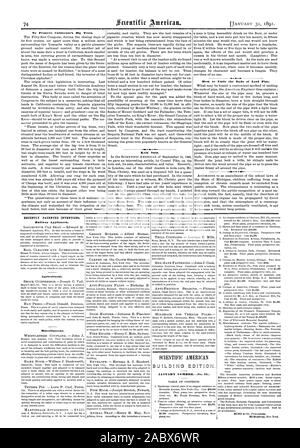 Vor kurzem patentierten Erfindungen., Scientific American, 1891-01-11 Stockfoto