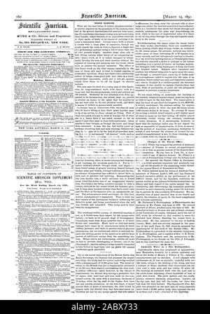 ESTA. 131 AISIEt 1845. Veröffentlicht wöchentlich an Nr. 361 BROADWAY NEW YORK. 0. D. MUNN. A. E. STRAND. Bedingungen für den Scientific American. Der Scientific American Supplement Gebäude Edition. Spanische Ausgabe des Scientific American. Inhalt. SCIENTIFIC AMERICAN SUPPLEMENT für die Woche Ende März 14 189 L INNEN ausüben. Verschiedene Notizen. Änderungen beim Patentamt. Ammoniak Wasser als Feuerlöscher., 91-03-14 Stockfoto