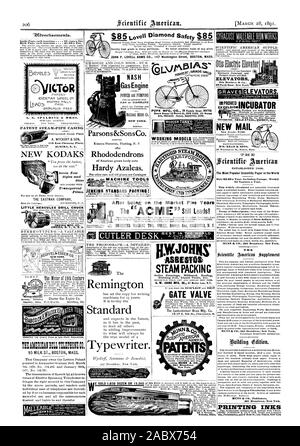 KTOR PATENT DAMPF-Rohr Gehäuse 6 East Chemung Ort KODAKS WENIG HERCULES BOHRFUTTER EIN IDA MEC. Co.ONEIDA N.Y., US A. STEREOTYPISIERUNG. - eine wertvolle NEWYORK. 30 ADR GLASGRAOTLAM. Der G- und Preis am Ende der Pariser Ausstellung ausgezeichnet. 95 MILCH ST. BOSTON, Mass., Alexander tirahani Bell gewährt. 7. März. 1876. Art.Nr. 174465. und zum 30. Januar 1877. Nr. 186.787. Die Übertragung von Sprache, die von allen, die von den genannten Patente und macht jedem einzelnen Benutzer von Telefonen nicht ed durch Sie selbst oder durch seine Lizenznehmer, der die Verantwortung für diese IA S JOHN S. LOVELL WAFFEN CO 147 Washington Street Boston Masse bekannt. Nach Stockfoto