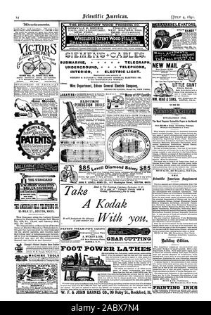 U-Boot 4. TELECRAPH UNDERCROUND + 4. Telefon Innen+ elektrische Licht. Die bridgeport HOLZ SCHLICHTEN.de BREINIG LITHOCEN SILIKAT FARBE. S = EN + KABEL. Prüfern & Chemiker elektrische Perkussion Bohrer eine Kodak 9.0Verfizemento. Mannschaft: 2:7 tIZIONC 95 MILCH ST. BOSTON MASS. u P OSTON. WASHINGTON. Pfanne. SAN FRANCISCO. thtI {E das Tempo Schlauch Mender. Die populärsten wissenschaftlichen Papier der Welt DRUCKFARBEN DER G R A V E S'Aufzüge. Schieber LITTLE GIANT PREIS. $ 35.00. WM. Lesen & Söhne FUSS POWER DREHMASCHINEN PATENT DAMPF - ROHRBAND U-Dampfleitungen VERZAHNEN Leland Faulconer & Norton Co Stockfoto