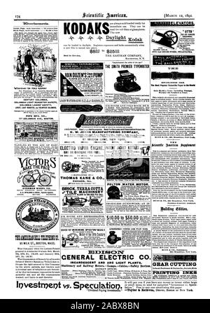 Allgemein' experimentelle TheVANDOZENteTIFTCO. CINCINNATI 0. Die SMITH PREMIER SCHREIBMASCHINE H. W. JOHNS MANUFACTURING COMPANY JERSEY CITY CHICAG PHILADELPHIA. BOSTON, Atlanta, LONDON. CHARTER GAS MOTOR GENERAL ELECTRIC CO. GLÜHLAMPEN UND ARC LICHT PFLANZEN. Stationäre und Bahn MotorsLampsCablesSafety Geräte. Bezirksämter. 9.0Vertireements. Wo immer er erscheinen kann. JAHRHUNDERT COLUMBIA COLUMBIA LICHT ROADSTER SICHERHEIT COLUMBIA DAMEN SAFETY EXPERT LICHT ROADSTER UND FREIWILLIGEN COLUMBIAS. Gegründet 1846. Wöchentliche-52 Zahlen ein Jahr. 361 Broadway New York. Verzahnen DRUCKFARBEN PAPST MFC. Co.221 Stockfoto