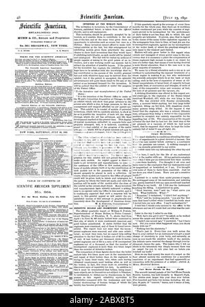 Veröffentlicht wöchentlich an Nr. 361 BROADWAY NEW YORK. 0. D. MUNN. A. E. STRAND. Bedingungen für den Scientific American. Per Post oder Express Postanweisung oder per Banküberweisung oder Scheck überweisen. MUNN & Co 361 Broadway Ecke der Franklin Street New York. Der Scientific American Supplement ist eine ausgeprägte Pape aus dem Scientific American. Die Ergänzung wird wöchentlich veröffentlicht. Jede Zahl enthält 16 octavo Seiten einheitlicher Größe mit Scientific American. Agb Abonnement für Zuschlag 16,00 pro Jahr für die US, Kanada oder Mexiko. 86.00 ein Jahr ins Ausland, die zu der Postgewerkschaft. Einzelne Kopien 10 Cent Stockfoto