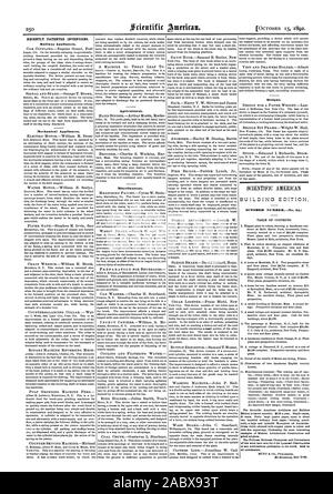 Vor kurzem patentierten Erfindungen., Scientific American, 1892-10-11 Stockfoto