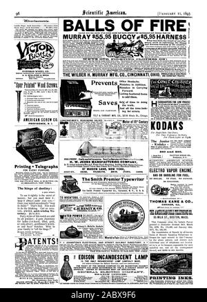 Arbeiten bei der Reform der Buggy und Kabelbaum Unternehmen des Landes, die wilber H. MURRAY MFG. Co.CINCINNATI OHI ANNIHILATORS von hohen Preisen und exorbitante Gewinne. Ventile NACHSCHLEIFEN LUNKENHEIMER's Office Kopfschmerzen. Vermeidet Fehler Zusätzlich. Fehler in der Durchführung. Sie Hinzufügen. Die Arbeit. Die Smith Premier Schreibmaschine Erfinder. Ale' 'Zifi=newriTigiTAirToTev. 6 ENTswANTED roaF CHICAG ILI - USA H. J. Delaney & Dritten & Fowler Mts. Milwaukee Wis JOHNSTON ELEKTRISCHE UND STREET BAHNHOF VERZEICHNIS. Die elektrische Welt 41 Park Row NEW YORK. FIRE-PROOF. Leicht von jedermann angewendet. Senden f oder Stockfoto