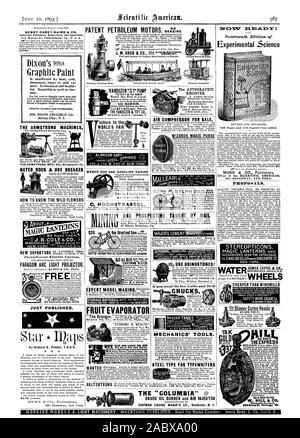 HENRY CAREY BAIRD & Co. Industrielle Verleger Buchhändler und Importeure. Die ARMSTRONG MASCHINEN TORE ROCK & ERZ BREAKER 50 C... Clin ion St Chicago 361 Broadway New York. SSEr VANDUZEN PUMPE Pumpen jede Art von Flüssigkeit. 10 SIZ 200 toI 2000 Gallonen pro Stunde. Kosten $ 7 bis $ 75 je. Adresse der VAN DUZEN & TIFT CO. MANSON CARY 20 $ kaufen Sie direkt und sparen Sie pennt OBST VERDAMPFER in der Lage, fein bearbeitete angepasst Blight andheavp workovith ein kompletter Satz der neuen, verbesserten Die AUTOGRAFEN REGISTRIEREN. Business System. und Genauigkeit. 150 E. die Monroe Street CHICAG KRANK. Kompressor für Verkauf. BUN William St Stockfoto