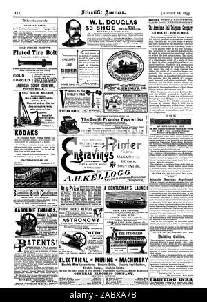 Kein Techniker. Ihre eigenen Techniker. Paddeln Sie eigenes Kanu. THOMAS KANE & Co. Chicag Abb. 87 Maiden Lane elektrische Mine Lokomotiven elektrische Bohrmaschinen elektrische Kohle Cutter elektrische Pumpen elektrische Hebezeuge. GENERAL ELECTRIC COMPANY BEZIRKSÄMTER: p, Scientific American, 1893-08-12 Stockfoto