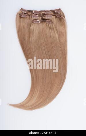 Gerade virgin remy Echthaar Clip in Extensions Stockfoto