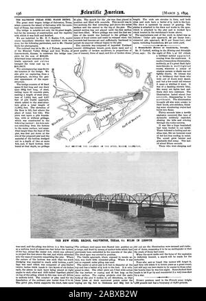 Die Galveston (Texas) STAHL WAGEN BRÜCKE. Eine bemerkenswerte Meteor bei Candelaria Nevada. Karte MIT DER LAGE DER STAHLBRÜCKE. GALVESTON. Die neue STAHLBRÜCKE GALVESTON TEXAS VI Meilen in der Länge. Ich, Scientific American, 1894-03-03 Stockfoto