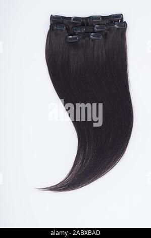 Gerade virgin remy Echthaar Clip in Extensions Stockfoto