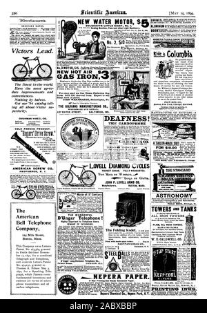 GAS EISEN Die BOLGIANO MANUFACTURING CO TAUBHEIT! Die CARBOPHONE IicrII Pae als LOVELL DIAMOND ZYKLEN höchsten Grad. Voll gerechtfertigt. JOHN S. LOVELL WAFFEN CO Hersteller BOSTON MASS. AmmNEPERA Papier. Die wunderbare D'Unger Telefon! Sehr wichtig Telefon Benutzer. Vorsicht vor Verletzung. D'Ungbr Long-Distance Telefon Co EASTMAN KODAK CO. Boston New York Chicag Hartford. Sitz CIAO SY LOWAKT. AL ASTRONOMIE für $ 10,00 PLAIN alle hölzernen Türmen. W.E. CALDWELL CO. ALLE EISEN TÜRME DRUCKFARBEN KEFP COOL rtars., Scientific American, 1894-05-19 Stockfoto