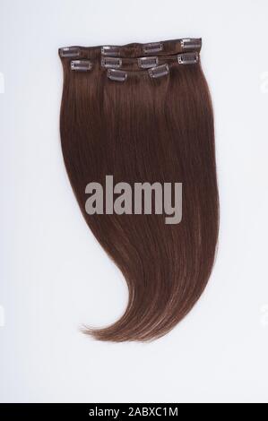 Gerade virgin remy Echthaar Clip in Extensions Stockfoto