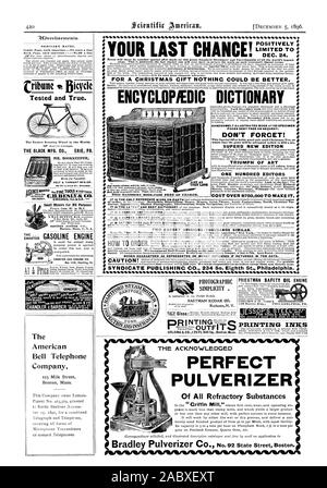 Für ein WEIHNACHTSGESCHENK NICHTS KÖNNTE BESSER SEIN. ENCYCLOEDIC WÖRTERBUCH hübsch illustrierten Buch von 100 Muster auf Herz und Nieren geschickt KOSTENLOS AUF ANFRAGE. Nur WIE SIE AUSSEHEN DER ANERKANNTE PERFEKTE PULVERISIERER Aller refraktären Substanzen NICHT FORCET! Dieses Angebot gilt nur bis Heiligabend an die Zeit der Preis wird auf $ 42 bis $ 70 ein Satz erweitert werden. Hervorragende neue EDITION TRIUMPH DER KUNST HUNDERT REDAKTEURE KOSTEN ÜBER $ 750000 ZU MACHEN. Zwei GUTACHTEN - Tausende ähnlich. Bücher GARANTIERT ALS VERTRETEN ODER GELD ZURÜCK BEI RÜCKGABE IN ZEHN TAGEN. Fotografische Einfachheit. EASTMAN KODAK CO Stockfoto