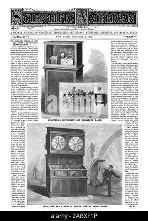 Registrieren INSTRUMENT UND NOTFALL wagen. Indikatoren und ALARME IM MASCHINENRAUM DER POWER HOUSE. Das Meldesystem des Broadway und Seventh Avenue Eisenbahn. Alarme und Regis, Scientific American, 1897-01-02 Stockfoto