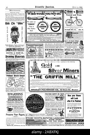 Welche würden Sie verlassen sich auf? 'Pionier' HINWEIS: DAS VOLLSTÄNDIGE IMPORT DER parallelen Linien. Erleben! Tribüne Fahrrad getestet und Wahr. Die SCHWARZE MFG. Co.ERIE PA. 9-TD Gefahren erreents. Fahrt der 'Olive' EIMETVIIWZMINV) KEUFFEL & ESSER CO. Zeichnung Materialien 44 ANN STREET NEW YORK. Dapnic AFIb riAa "Pullman" Fahrrad Aufhängung ORDENTLICHSTE. Stärkste - PERFEC PULLMAN SCHÄRPE BAL. CO Rochester N.Y., US A. DIE NUR EIN SEIL AUFHÄNGEVORRICHTUNG. Seil schnell ENS auto matisch. Passt auf jedes Rad. Aluminium Lack der COLOPHITE MFG. Co.97 Edgewood Avenue New Haven 4444 4 Anschl. +446 14 IMPERIAL KUGELGELAGERTE ACHSE KONTROLLEN GEGEN - VERLUST ODER Stockfoto