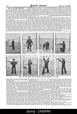 Bohren Sie in der United States Navy. Bohren Sie AUF DER UNITED STATES ARMORED CRUISER BROOKLYN - mit Waffen., Scientific American, 1897-08-14 Stockfoto