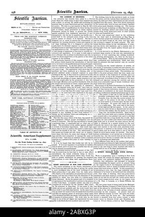 MUNN da CO HERAUSGEBER UND EIGENTÜMER. Nr. 361 BROADWAY NEW YORK. Bedingungen für den Scientific American. (Etabliert 1 S 45.) Das Scientific American Supplement (gegründet 1876) Gebäude Ausgabe von Scientific American. (Etablierte ISS 5.) Export Edition ot der Scientific American (Etabliert 1 S8) NEW YORK Samstag, 23. Oktober 1897. Inhalt. Inhaltsverzeichnis von Scientific American Supplement für die Woche bis zum 23. Oktober 1897. Tal 18196 18186 lustrations Engineering Notes 18189 Elektrische Notes 18189 verschiedene Notizen 18189 XIII. Stadttechnik. - Der wahre Zweck eines großen öffentlichen Stockfoto