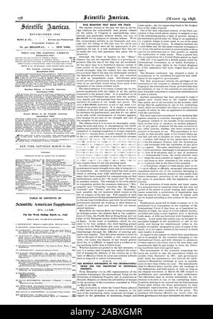 Nr. 36 s BROADWAY NEW YORK. Der Scientific American Supplement (gegründet 1876) Gebäude Ausgabe von Scientific American. (Gegründet 1885) Export Ausgabe des Scientific American (Gegründet 187 S) NEW YORK Samstag, 19. MÄRZ 1898. Inhalt. Inhaltsverzeichnis von Scientific American Supplement für die Woche endet am 19. März 1898. Krieg, FÜR DEN FRIEDEN ZU MACHEN. Die BRÜSSELER KONFERENZ DER INTERNATIONALEN UNION ZUM SCHUTZE DES GEWERBLICHEN EIGENTUMS. 1 845 gegründet, 1898-03-19 Stockfoto