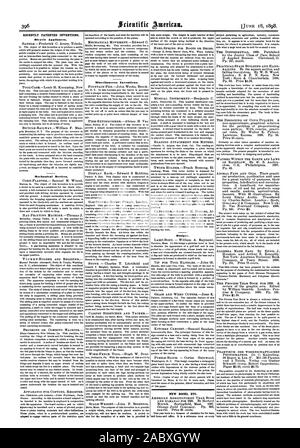 Vor kurzem patentierten Erfindungen. Neue Bücher etc., Scientific American, 1898-06-11 Stockfoto