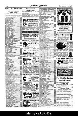 Jede Klasse Arbeit. 10-30 John St. CINCINNATI OHI DORIVIAWS VULKANISEURE Telefone kaufen, die sind gut - nicht "billige Dinge." WESTLICHEN TELEFON CONSTRUCTION CO. 250-254 South Clinton St Chicago. Der Pratt & Whitney CO Hartford Anschl. U. S. A., Scientific American, 98-09-10 Stockfoto