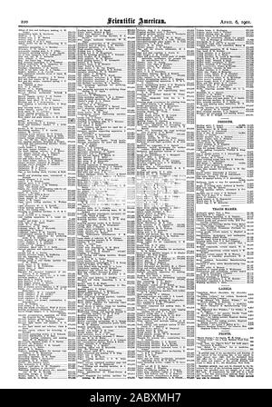 DESIGNS. Marken. LABELS. Druckt. Kann auch bezogen werden., Scientific American, 1901-04-11 Stockfoto