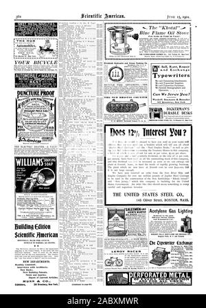 Blech Neuheiten. Sind wir bereit, ARTIKEL UND STANZTEILEN ALLER ARTEN UND GRÖSSEN ZU MACHEN. Ihr Fahrrad die Avery & Jenness Co.60 S. Canal St. Chicag Illinois AUTOMOBIL MARINE BUFFALO GASOLENE MOTOR CO. ramETHING Neue UNCTU1RE NACHWEIS SENDEN & FIFAVE. Erwähnen Scientific American. Immer sehen, dass Sie die Scherköpfe Cup containj Williams' Rasieren Stick - 25c. Luxus Rasierseife. 25C. Schweizer Violett Rasierschaum 50c. (Testversion Größe) Williams' Rasierseife für 2 C. STEMPEL DER J. B. WILLIAMS CO.Glastonbury Ct. Gebäude Edition Scientific American MONATLICH N 2,50 pro Jahr. Einzelne Zahlen 25 Cent. ir NEUE Stockfoto