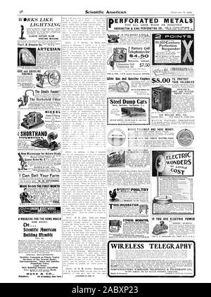 Artesische Wein Gas und Benzin Motoren WITTE IRON WORKS CO. Stahl Dump Cars' TEST zeigt 'TIS AM BESTEN FÜR RÄDER' MEILINK'S FEUER UND WASSER NACHWEIS VAULT. Spezialität Mfrs. 1030 Jackson St. Toled Ohio. Werke wie der BLITZ ELASTISCHE ROTARY SCHLAG neue Mikroskop für Natur Studie Q QUEEN & CO. INC. Ich kann verkaufen Sie Ihre Farm, $ 105 IM ERSTEN MONAT Li KURZSCHRIFT SCHREIBMASCHINE Anderson Kurzschrift Schreibmaschine. Balto. Md NICKEL Galvanik.. Hanson & VanWinkle Gas- und Benzinmotoren. Gas Engine Co. Das tödliche Hahn! Die Berkefeld Filter 2 Batterie Anruf Telefone für S50 Metallic Schaltung. FARR & FARR 9 W Stockfoto