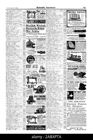 0 ATHEST oLsQsuPPLIEs. SEBASTIAN DREHMASCHINE C? Drahtgewebe Draht Bautafeln Electrically-Welded Kabel Stoffen Art CLINTON DRAHTGEWEBE FIRMA CLINTON MASSE. alle Macht. A. MIETZ angenommen durch die US Regierung. BLAKE & JOHNSON S. 0. Kasten 7 WATERBURY CONN. Artesische gerade veröffentlicht Praktische Hinweise für Patentinhaber DEN VERKAUF VON PATENTEN. Durch F.A. CRESEE M. E. 144 Seiten. Tuch. Preis 8100. 25% bis 30% Kommission AM BESTEN UND AM MEISTEN, wenn qf WIRTSCHAFTLICH. V C Der Große Amerikanische Kaffee Co 708787 INDUSTRIELLE EISENBAHN SCHIENEN SCHALTER PLATTENSPIELER RÄDER ACHSEN usw. Suche Lichter elektrische Gas Feuerzeuge. ROCHE Erfinder und alleinige Mfr Stockfoto