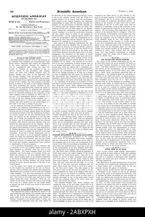 SCIENTIFIC AMERICAN gegründet 1845 MVNN 6. Co.Herausgeber und Eigentümer wöchentlich an Nr. 361 Broadwa. y New York NEW YORK Samstag, Oktober 1902 veröffentlicht. Titel ZU DEN PANAMA KANAL, DIE BRITISCHE REGIERUNG UND DAS SCHIFF kombinieren. Die weitere Entwicklung von NIAGARA FALLS MACHT. Die WASSERROHRKESSEL PROBLEM. Strom aus ÖL IN TEXAS., 1902-10-11 Stockfoto