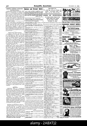 Seneca Falls N.Y. USA NGINE & NEBEL SCHIEREN'S WEEKLY BERATUNG: Schieren Belting CHAS kaufen. A. SCMEREN & Co. VOR KURZEM patentierten Erfindungen. Elektrische Geräte. Technische Verbesserungen. Hardware. Der Standard neue Typ 2-Takt Motor Lincoln Nebraska. DRAPER'S Recording Thermometer DER DRAPER MFG. Co.152 Front St. New York WITTE GASMOTOREN GRINDER ARTESISCHEN STIMULATION ohne Reizung bedeutet neues Leben in der Kopfhaut. ial-Maschinen und mechanischen Des-Ices. Solide Matrize die EUREKA-CLIP geschäftlichen und persönlichen will. sary die Nummer der Anfrage zu geben. MUNN & Co. NEUE BÜCHER ETC. INDEX DER ERFINDUNGEN Stockfoto
