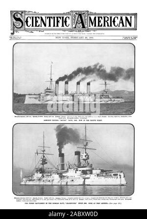 ARMORED CRUISER' RATAN: "Datum 1900. Jetzt in der pazifischen Flotte. Die feinsten Schlachtschiff in der russischen Marine. "CZAREVITCH." erbaut 1901. Versenkt IN PORT ARTHUR. [siehe Seite 157. Wissenschaftliche rininpuwwwwwwwwwirrumnrerumpumprmeepwampipre, Scientific American, 1904-02-20 Stockfoto