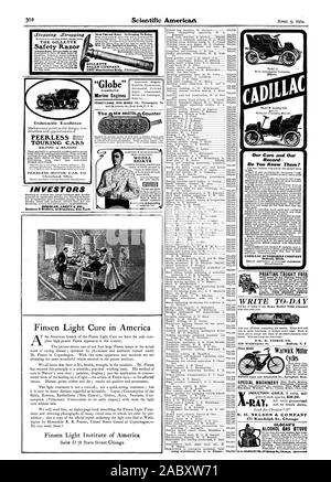 C1. ROOT Bristol Anschl. SCHREIBEN SIE - Tag der WM. B. PIERCE CO Warwick Zyklus und Automobile Co. Springfield Mass INDUKTIONSSPULEN 8 v-RAY nicht zu zerbrechen. N. 0. NELSON 6 Unternehmen 171 Randolph St. Chicag CLOCAU ALKOHOL GASHERD unbestreitbaren Excellence PEERLESS MI=TOURENWAGEN PEERLESS MOTOR. Auto C Cleveland Ohi INVESTOREN DOUGLAS LACEY & benzin Motoren der neuen BRISTOL 4 Zähler SHIRTS style bei bestimmten Gelegenheiten zu tragen. Indianapolis Ind. CA Unsere Autos und unsere Kennen Sie sie? Spitze wurden während der New York zeigen verkauft als jeder andere. 1904 Iradillaes sind mit drahtreifen ausgestattet Stockfoto