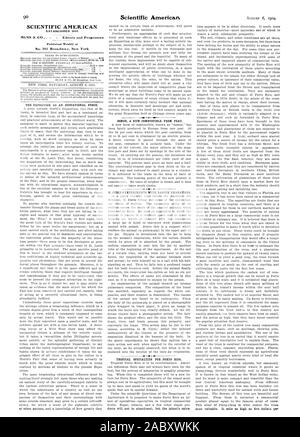 SCIENTIFIC AMERICAN MUNN 5. CO Herausgeber und Eigentümer wöchentliche NEW YORK am Samstag, den 6. August 1904 veröffentlicht. Die EXPOSITION ALS erzieherische Kraft. Ein tolles modernes Weltausstellung wie die von St. Louis ist das erste und das letzte Als verkürzter ex hibit in konkreter Form des angesammelten Wissens und praktischen Errungenschaften der zivilisierten Welt. Die Endeavour wird dieses Material in Sach geordnete Anordnung und innerhalb einer praktikablen Grenzen von Raum, dass die Einzelnen zu drehen kann, und sichern Sie die Informationen, die er mit so viel Sicherheit wie bei der Suche nach zu sammeln, Stockfoto