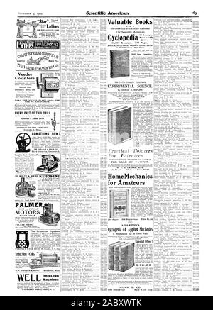 Nehmen Sie die NICKEL PLATE ROAD FÜR DEN ST. LOUIS MESSE. PALMER die Franklin Dynam springen Funken E.S. RITCHIE & Söhne Brookline Masse bohren wertvolle Bücher + Ir 15000 Einnahmen. 734 Seiten. in der Hälfte Morocc Post kostenlos. 900 neue Formeln. 1901 anlage. Der Verkauf von Patenten durch F.A. CRESEE M. E. 144 Seiten. Tuch. Preis 01.00. S-Zähler Broschüre kostenlos VEEDER MFG. Co.Hartford Anschl. 444 Toled OhiU. SA ETWAS NEUES! Drehmaschinen JEDES TEIL DIESES BOHREN Goodell die Handbohrmaschine GOODELL - PRATT FIRMA Greenfie. d Messe WILLIAMS BKOS. Ithaca N.Y. Home Mechanik für Amateure APPLETON'S Angebot! MUNN Ca CO. Neue Ja - Hi Stockfoto