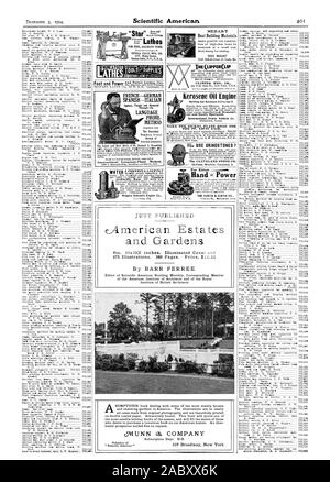 Niagara hydraulische Motor Co. MEDART Boot Baustoffe 434 MFG. Co.Kerosin Öl Motor cal und einfach zu bedienen. International Power Fahrzeug Co. NEHMEN SIE DIE NICKEL PLATE ROAD FÜR DEN ST. LOUIS MESSE. Die CLEVELAND STONE CO. Entweder für Power NGINE 8. 00 Drehmaschinen Seneca Falls N.Y. USA Französisch - Deutsch Spanisch - Sprachkurs italienisch von BARR FERREE cAmerican Fincas gerade veröffentlicht, Scientific American, 1904-12-03 Stockfoto