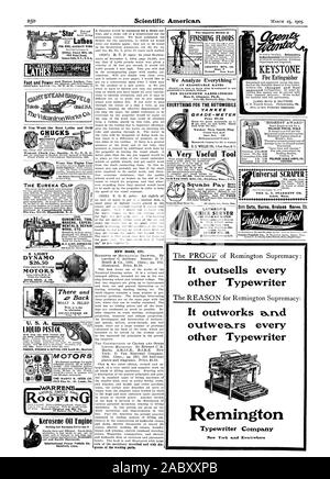 Westcott Chuck Co Oneida N.Y., US A. jeden Gasmotor Benutzer BÜCHSENMACHER WERKZEUGBAUERN ERFAH Mentale & REPARATUR ETC. DYNAM $ 26,50 Motoren 27 S. Clinton St. Chicag Zurück PARKER STEARNS & Sutton 226 South St. NewYork NEUE BÜCHER ETC. "Wir analysieren Alles' ZU GÜNSTIGEN PREISEN DER ELLSWORTH LABORS ALLES FÜR DIE AUTOMOBILINDUSTRIE YA N KEE GRADE-METER Preis 7,50 $ Yankee Glimmer Zündkerze Squa. bs Zahlen Hr.: ATHEST°01. s. esuppLIEs t1 In&fo wenn YouYou Wollen die Besten Drehbank und Bohrer WESTCOTT HARRY'S R. GEER.de WARREN^ lb 18 Battery Pl New York die verbesserte Methode der 1 qi Newark New York NACHARBEITEN Stockfoto