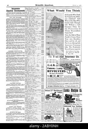 Billig Kleinanzeigen VERKAUF UND AUSTAUSCH. Geschäftsmöglichkeiten. Partner gesucht. Positionieren wollte. Situationen und professionelle Öffnungen. HOTELS UND RESORTS. Patente für Verkauf. Der Weltmeister Motor Car WALTHAM MFG. Firma Waltham Massachusetts USA MOTORRÄDER $ 40,00 BIS HARRY R. GEER CO 1015 Pine Street St. Writ Mo. Schreiben für Katalog A420 N. Jackson SG Jackson Michigan USA bei niedrigsten Kosten Was würden Sie denken, der die von einem Kapitän, nahm sein Schiff mit einem Rettungsboot? Und was ist mit dem Mann, der ruhig Segel durch das Leben, ohne eine Lebensversicherung für die Stockfoto