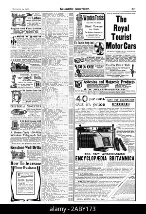 Eine gute INVESTME in Betrieb. Wie man eine Money Maker der PETTYJOHN CO-Studie der Royal Tourist Autos der Royal Motor Car Co. CLEVELAND Es ist eine schöne Arbeit Goodell die Handbohrmaschine GOODELL - pratt Firma Greenfield Messe Motor und Fuß Drehbänke MASCHINE SHOP OUTFITS Werkzeuge und Verbrauchsmaterialien. Beste Materialien. Beste Verarbeitung. Katalog kostenlos Drehmaschinen der Carlisle & Finch Co 233 Osten Clifton Avenue Cincinnati 0. Eine 25-Watt Dynamo 5,00 $ ein rlade Florne = 100 = 1,6 km Wireless Telegraph und Bohrer Set Keystone KEYSTONE gut funktioniert Beaver Falls PA HERKUNFT AL BARNES Die Kickdrive Kreissäge 210.212 Canal St Stockfoto