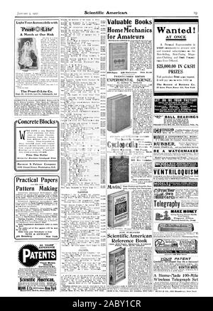 Lso zu LS-TEILE VON MODELLEN sorgfältig entwickelten Flay ein Erfolg sein! Einen Selbstgenähten 100 Meile Wireless Telegraph Set sion MUNN CO 361 Broadway New York ELS. & 60 JAHRE ERFAHRUNG PATENTE MARKEN DESIGN COPYRIGHT & C. Scientific American. RAE 4.! IRNICS 900 neue Formeln. 1901 ANHANG., 1907-01-05 Stockfoto