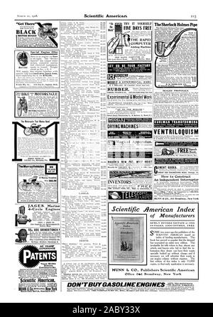 Das Motorrad ist Gut" auf dem Computer hinzufügen Maschine DIE SCHNELLE COMPUTER CO 283 Lake Shore Road Benton Harbor Mich magischen Apparat. Der EAGLE TOOL CO. Abt. ein Cincinnati. 0. Wissenschaftliche arivriftWiliaai der Sherlock Holmes Leitung abgedichtet Vorschläge. KUHLMAN TRANSFORMATOREN BAUCHREDENS - Wie man eine unabhängige Unterbrecher Wirelews Telegraph Outfit konstruieren." spezieller Motor bieten Brooks Mfg C403 Schiff St. Saginaw Michigan $ 65.00 Erie ICH H. S. Anhang. TheMurrayVehIcles 22 JAHRE BEI IHM JAGER Marine 4-Takt Motoren CHAS. J. JAGER CO 281 Franklin adr. Batterymarch St. Die CLEVELAND STEIN CO Stockfoto