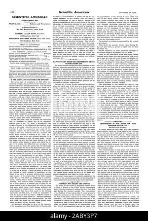 SCIENTIFIC AMERICAN gegründet 1845 wöchentlich an Nr. 361 Broadway New York 361 Broadway New York 361 Broadway New York veröffentlicht IST DAS FLUGZEUG PRAKTIKABEL FÜR SCOUTING" FERTIGUNG UNTER DIE ANFORDERUNGEN DER BRITISCHEN PATENT ACT. Vorschläge für die Kühlung der U-Bahn. Verbesserung von NEW JERSEY - NEW YORK SUBURBAN SERVICEIII., 08-09-12 Stockfoto