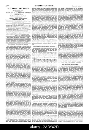 SCIENTIFIC AMERICAN gegründet 1845 MUNN & Co - Herausgeber und Eigentümer wöchentlich an Nr. 361 Broa. dwa veröffentlicht. y. New York 361 Broadway New York 361 Broadway New York der IRRGLAUBE DER KÜNSTLICHEN ERNÄHRUNG., 1908-11-07 Stockfoto